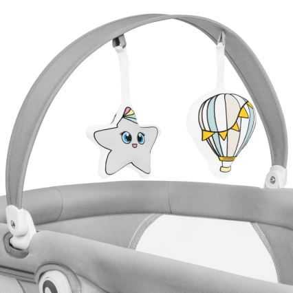 Lionelo - Babyschommel met melodie 2-in-1 BELLA 4xAA Betongrijs + afstandsbediening