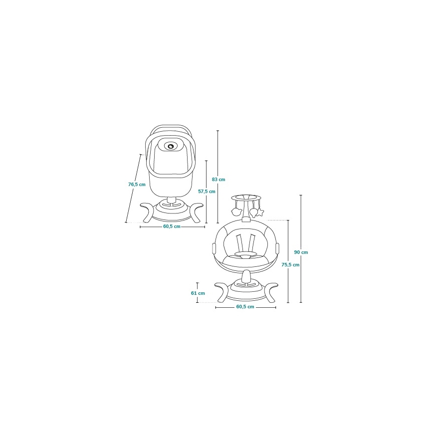 Lionelo - Babyschommel met melodie 2-in-1 BELLA 4xAA Betongrijs + afstandsbediening