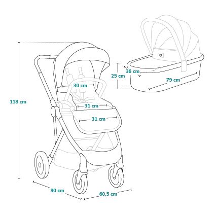 Lionelo - 2-in-1 combi-kinderwagen AMBER PLUS Grijs Grafiet