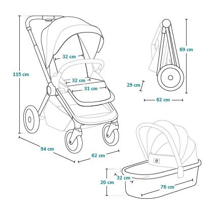 Lionelo - 2-in-1 combi-kinderwagen LAYLA Grijs Stone