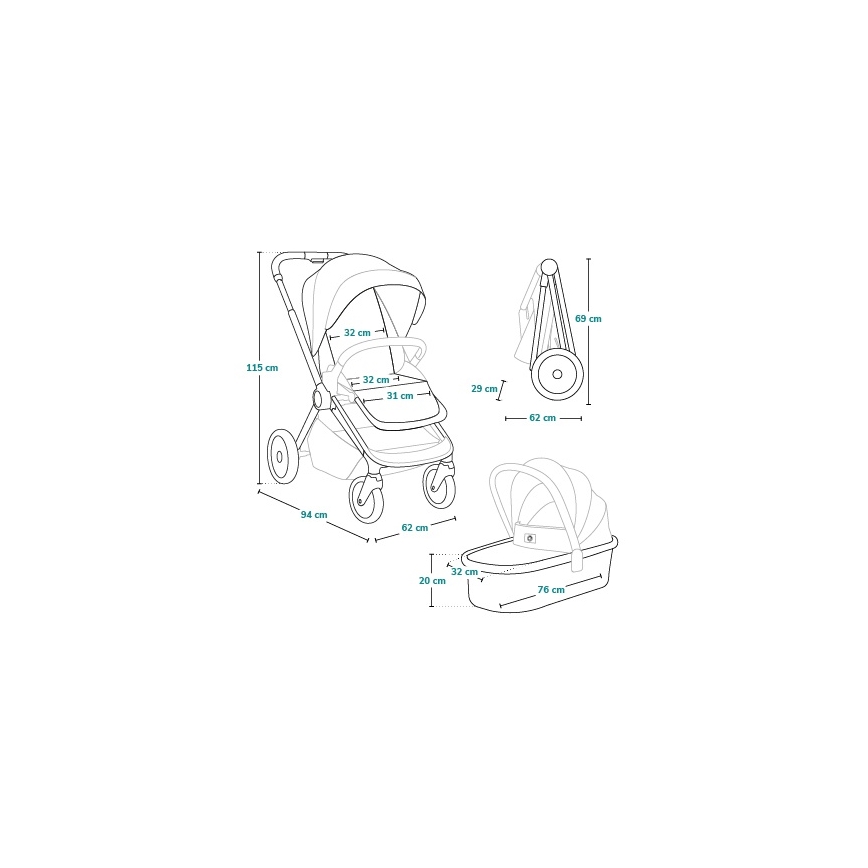 Lionelo - 2-in-1 combi-kinderwagen LAYLA Grijs Stone