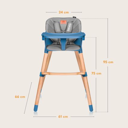 Lionelo - 2-in-1 kinder-eethoogstoel KOEN Blue Sky