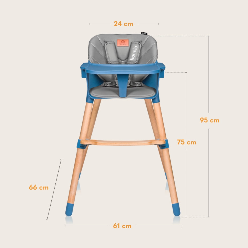 Lionelo - 2-in-1 kinder-eethoogstoel KOEN Blue Sky