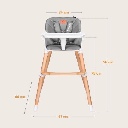 Lionelo - 2-in-1 kinder-eetstoel KOEN Grey Stone