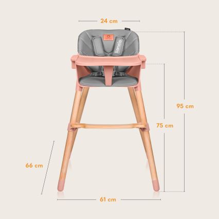 Lionelo - 2-in-1 kinder-eetstoel KOEN Roze