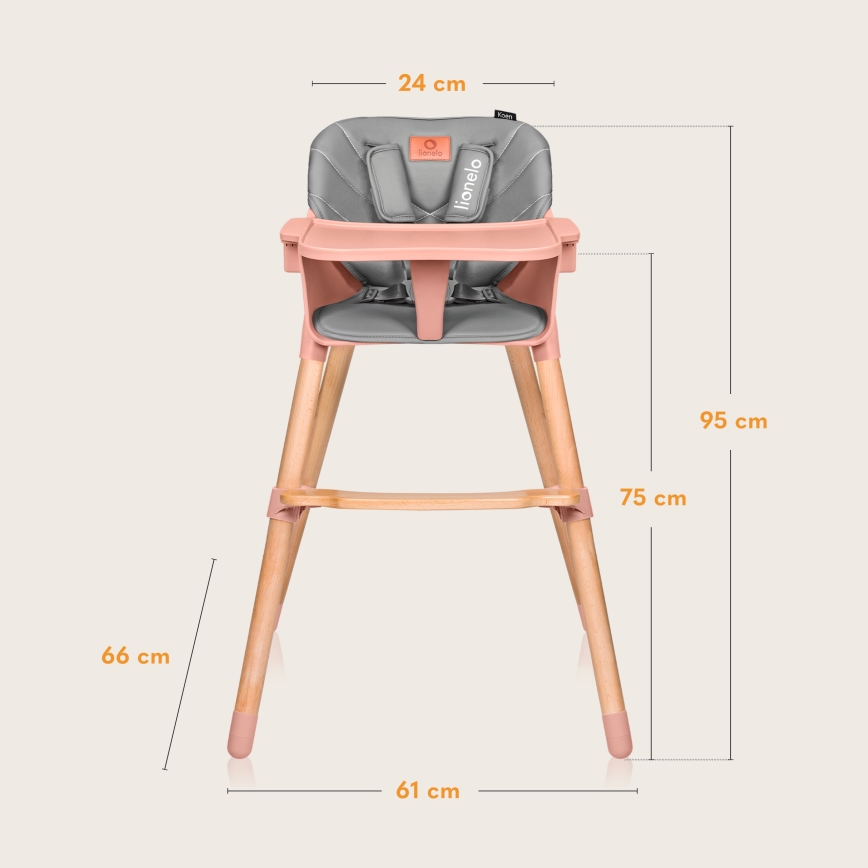 Lionelo - 2-in-1 kinder-eetstoel KOEN Roze