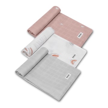 Lionelo - 3-delige set bamboe hydrofiele doeken 70x70 cm Rainbow
