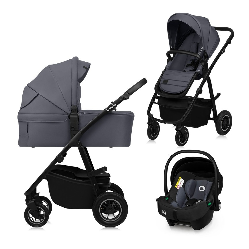 Lionelo - 3-in-1 combi-kinderwagen AMBER PLUS grijs Graphite