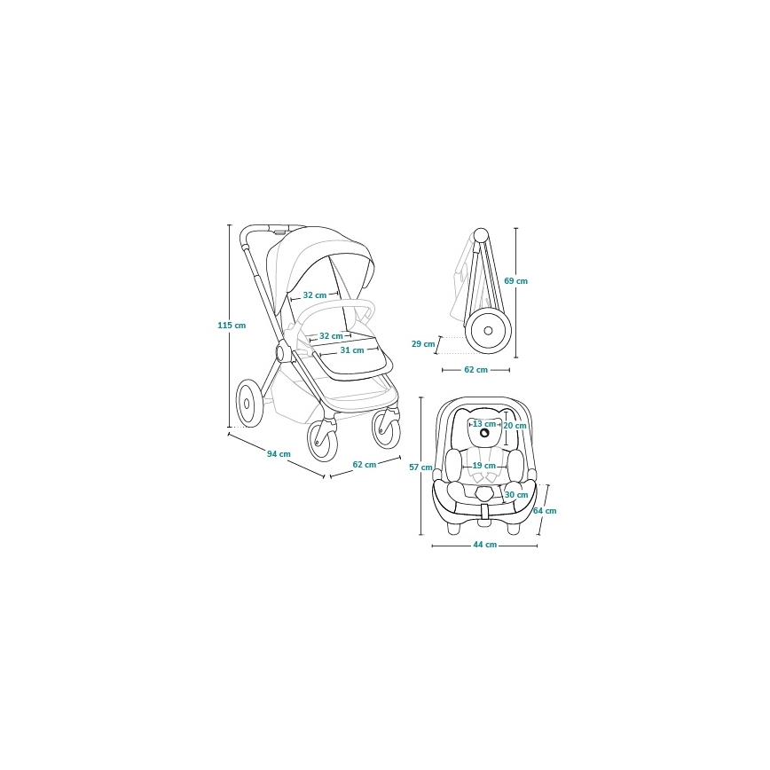 Lionelo - 3-in-1 combi-kinderwagen LAYLA Green Forest