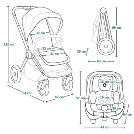 Lionelo - 3-in-1 combi-kinderwagen LAYLA Grey Stone