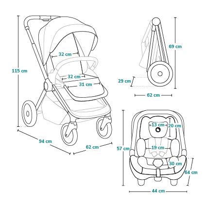 Lionelo - 3-in-1 combi-kinderwagen LAYLA Roestbruin