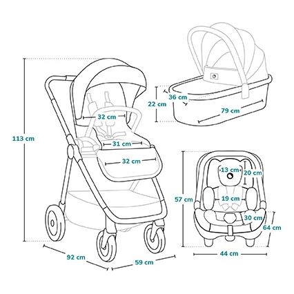 Lionelo - 3-in-1 combi-kinderwagen MERIL, beige zand