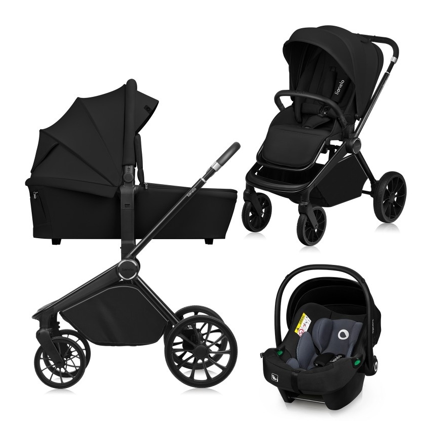 Lionelo - 3-in-1 combi-kinderwagen MIKA PLUS Zwart Onyx