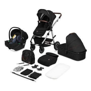 Lionelo - 3-in-1 combinatiekinderwagen AMBER Zwart/Zilver