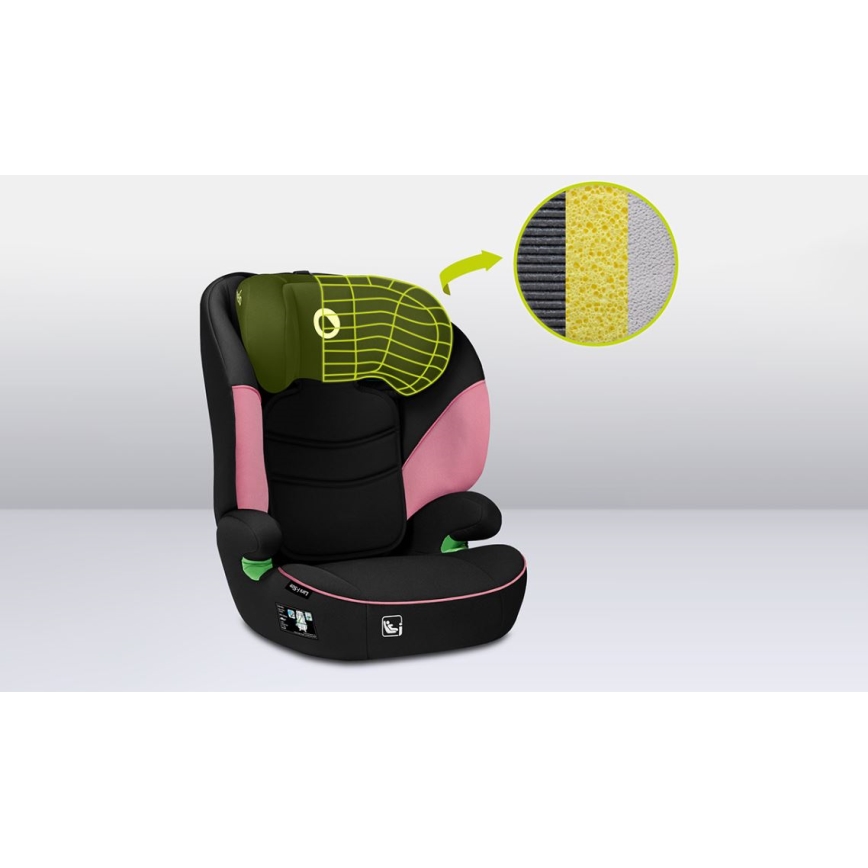 Lionelo - Autostoel LARS i-Size 100-150 cm zwart/roze