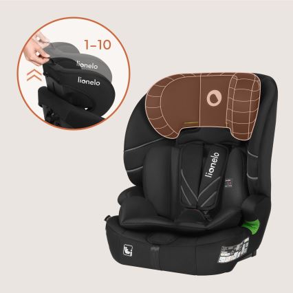 Lionelo - Autostoel LEVI FIX i-Size 76-150 cm Zwart carbon