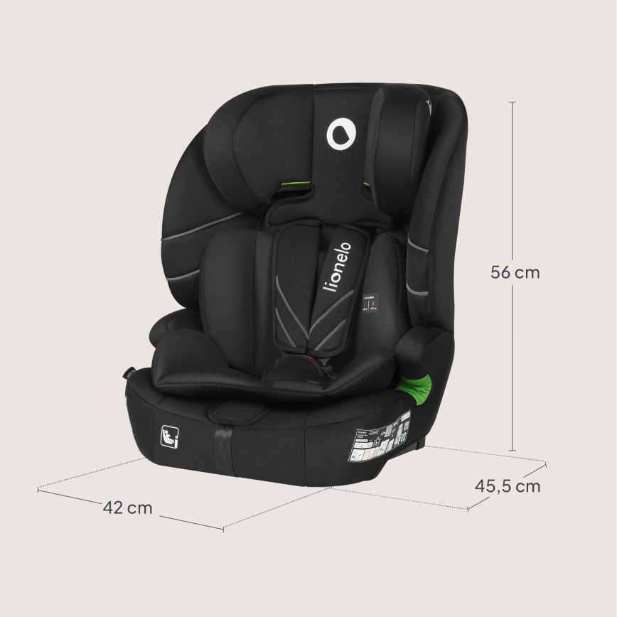 Lionelo - Autostoel LEVI FIX i-Size 76-150 cm Zwart carbon