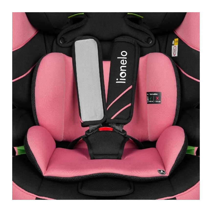 Lionelo - Autostoel LEVI ONE i-Maat 76-150 cm zwart/roze