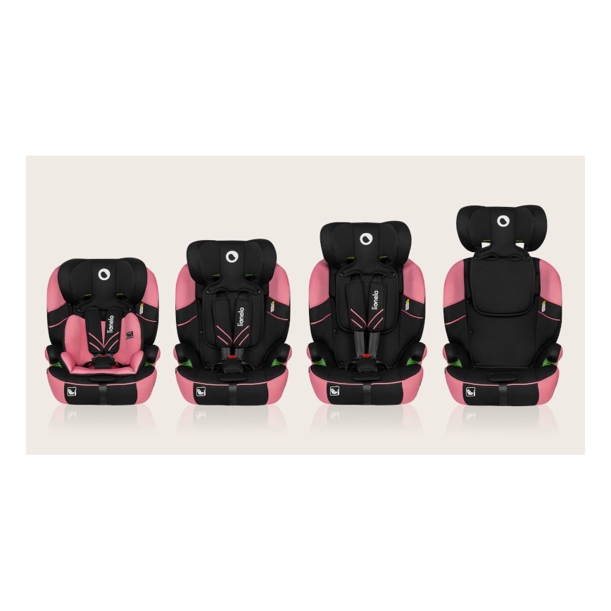 Lionelo - Autostoel LEVI ONE i-Maat 76-150 cm zwart/roze