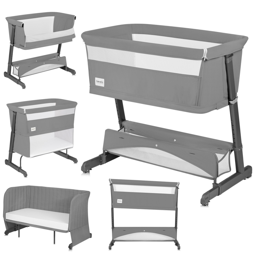 Lionelo - Babybedje 5-in-1 THOMI PLUS Grijs Beton
