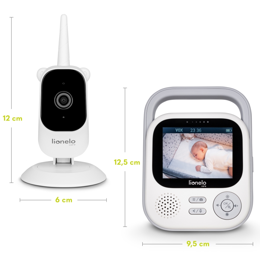 Lionelo - Babymonitor met scherm BABYLINE 3.2, 5V, 2600 mAh