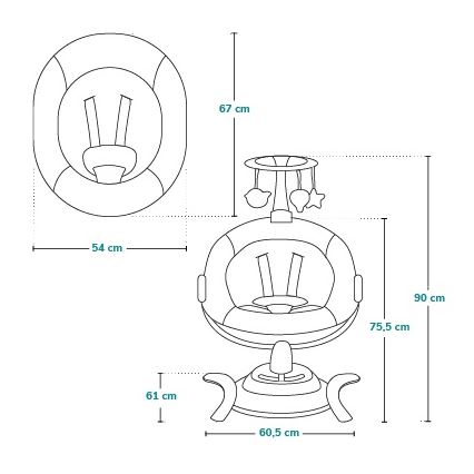 Lionelo - Babyschommel met melodie BELLA Grey Concrete + afstandsbediening