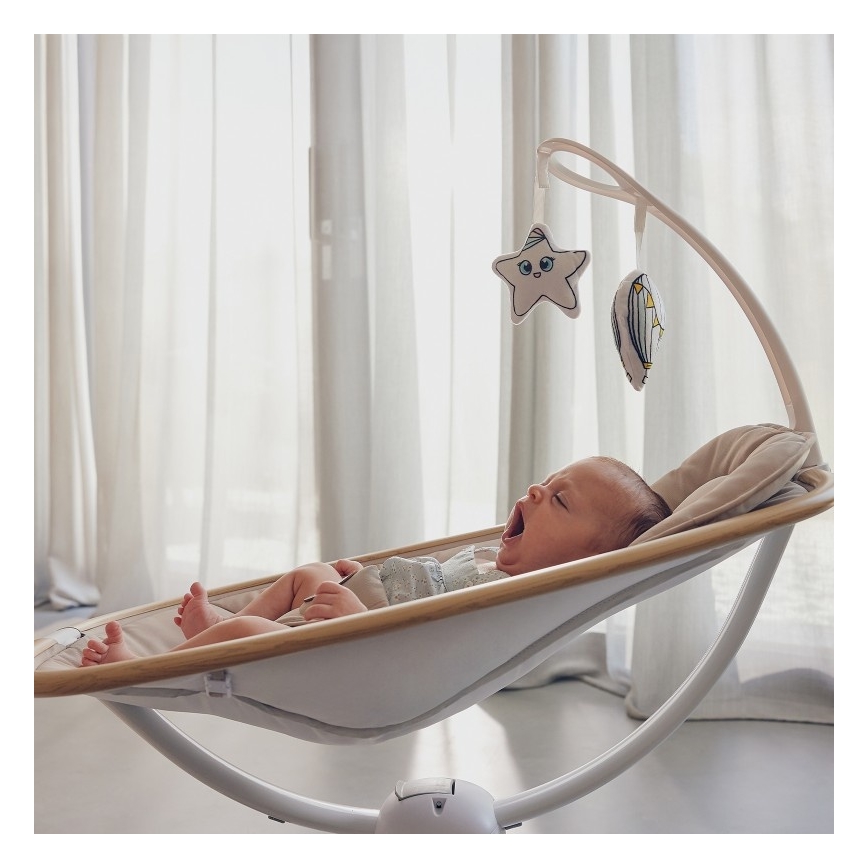 Lionelo - Babyschommel met melodie OLIVIA Beige Naturel + afstandsbediening