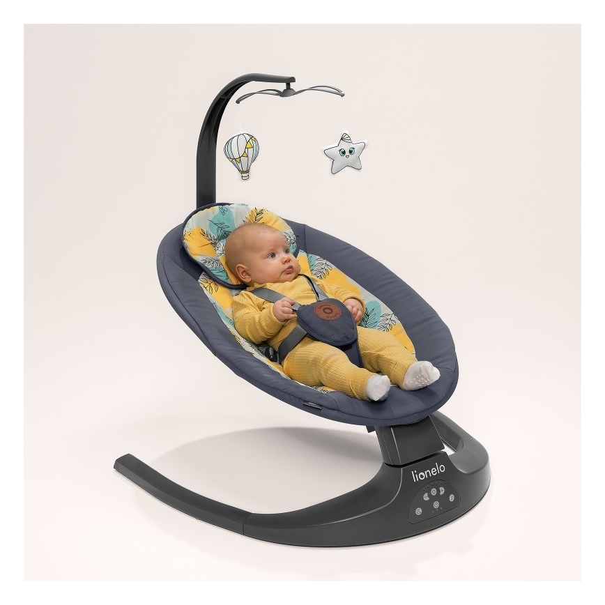 Lionelo - Babyschommel met melodie RALF 4xAA Grijs grafiet + afstandsbediening