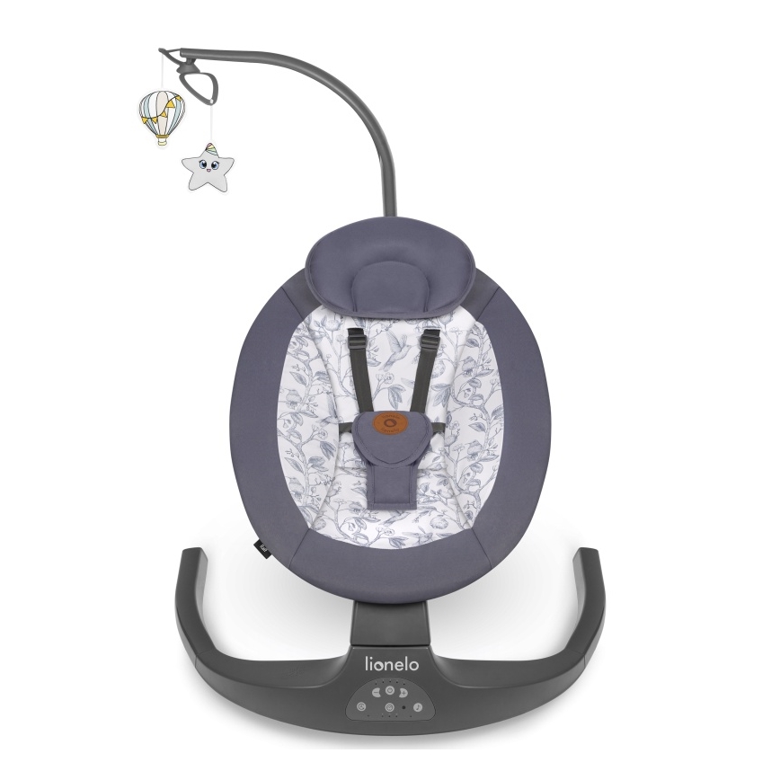 Lionelo - Babyschommel met melodie RALF 4xAA Grijs/Wit + afstandsbediening