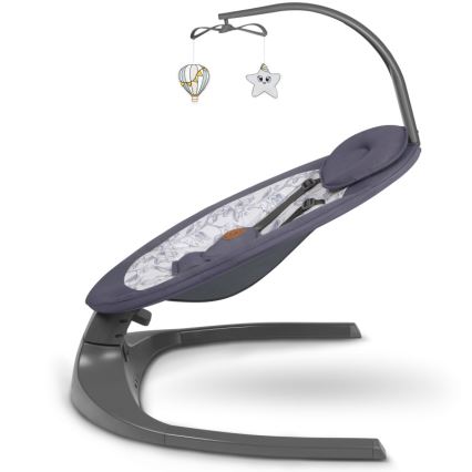 Lionelo - Babyschommel met melodie RALF 4xAA Grijs/Wit + afstandsbediening