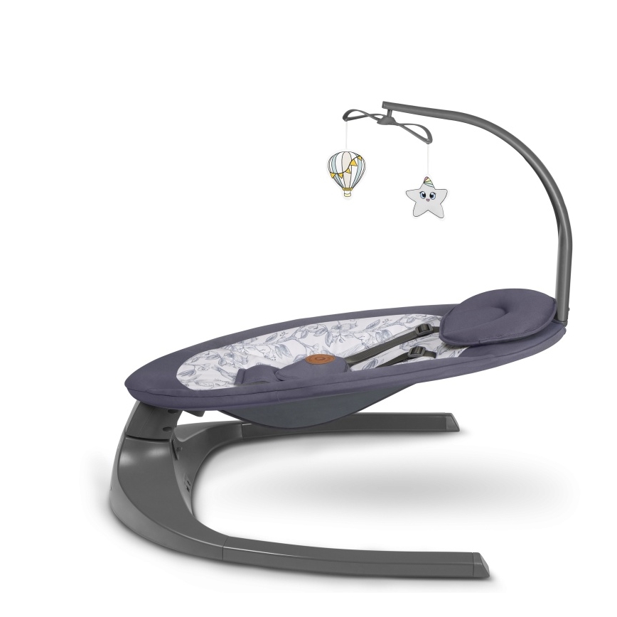 Lionelo - Babyschommel met melodie RALF 4xAA Grijs/Wit + afstandsbediening