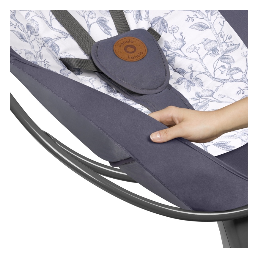 Lionelo - Babyschommel met melodie RALF 4xAA Grijs/Wit + afstandsbediening