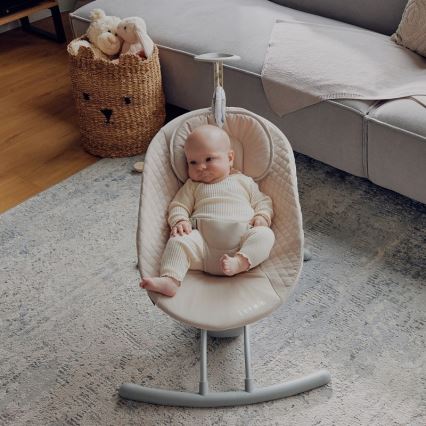 Lionelo - Babyschommel met melodie RIO, 4xC, Beige Latte + afstandsbediening