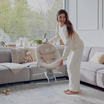 Lionelo - Babyschommel met melodie RIO, 4xC, Beige Latte + afstandsbediening