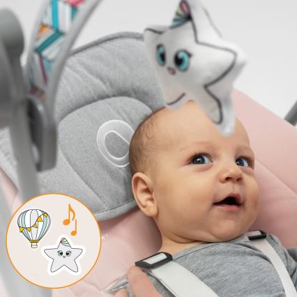 Lionelo - Babyschommel OTTO 4xLR14 Pink Baby