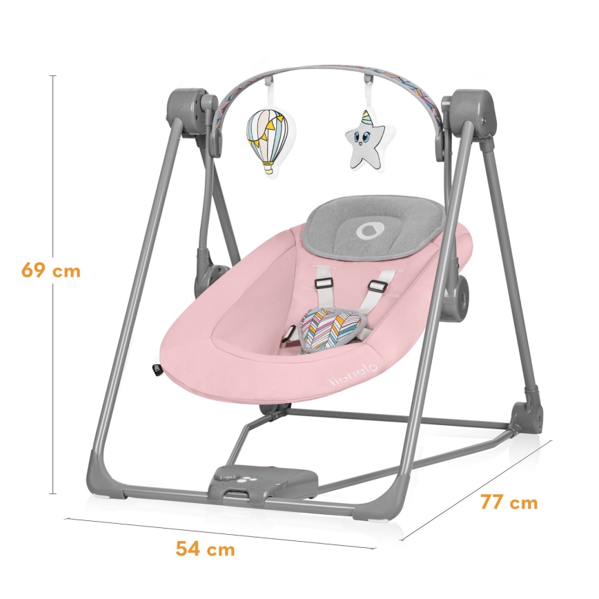 Lionelo - Babyschommel OTTO 4xLR14 Pink Baby