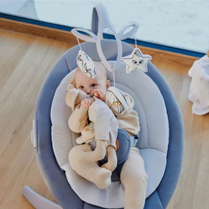 Lionelo - Babywip met melodie MELL Grey Stone 4xAA + afstandsbediening