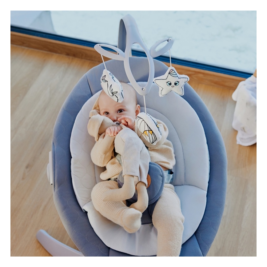 Lionelo - Babywip met melodie MELL Grey Stone 4xAA + afstandsbediening