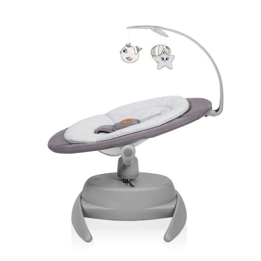 Lionelo - Babywip met melodie MELL Grey Stone 4xAA + afstandsbediening