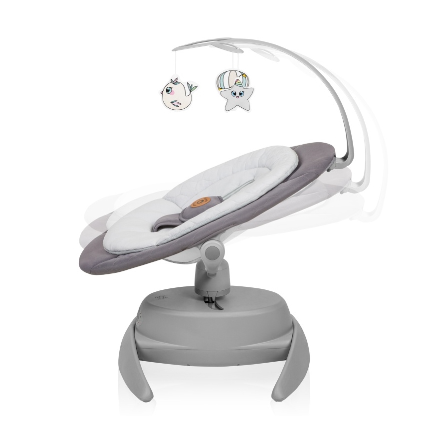 Lionelo - Babywip met melodie MELL Grey Stone 4xAA + afstandsbediening