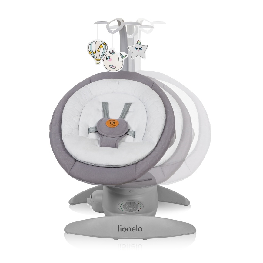 Lionelo - Babywip met melodie MELL Grey Stone 4xAA + afstandsbediening