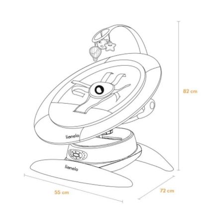 Lionelo - Babywip met melodie MELL Grey Stone 4xAA + afstandsbediening