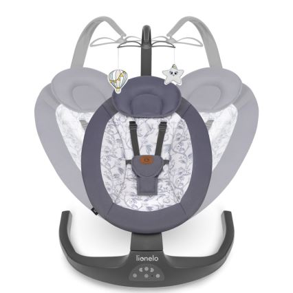 Lionelo - Babywip met melodie RALF 4xAA Grijs/Wit + afstandsbediening