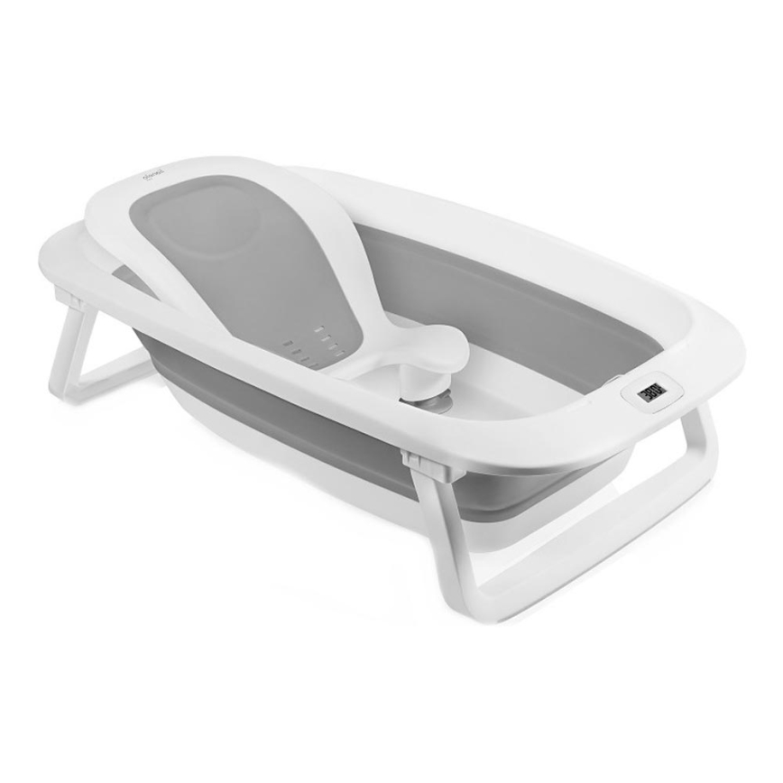 Lionelo - Baignoire pliable pour bébé avec thermomètre BABY BUBBLE 2x LR44 Grey Dove