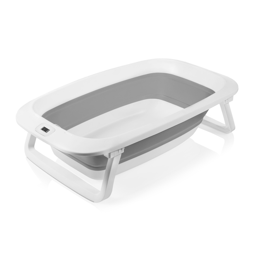 Lionelo - Baignoire pliable pour bébé avec thermomètre BABY BUBBLE 2x LR44 Grey Dove