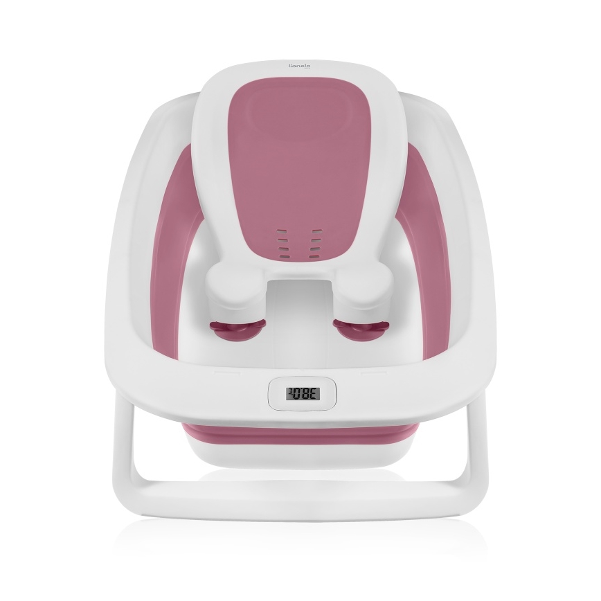 Lionelo - Baignoire pliante pour bébé avec thermomètre BABY BUBBLE 2x LR44 Rose Magnolia