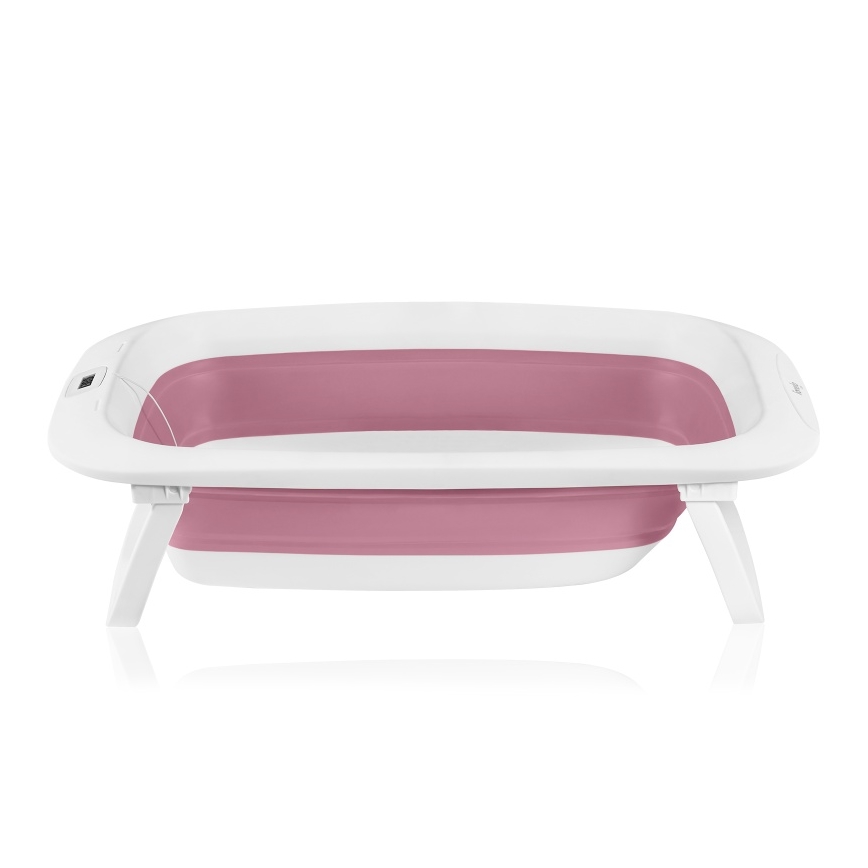 Lionelo - Baignoire pliante pour bébé avec thermomètre BABY BUBBLE 2x LR44 Rose Magnolia