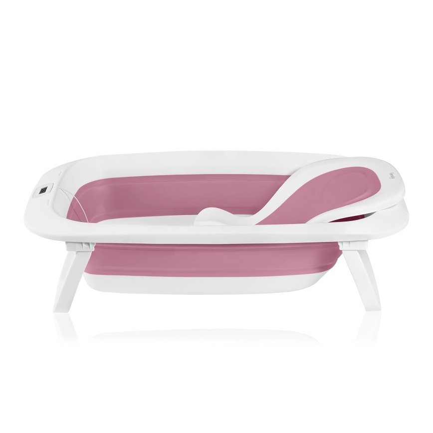 Lionelo - Baignoire pliante pour bébé avec thermomètre BABY BUBBLE 2x LR44 Rose Magnolia