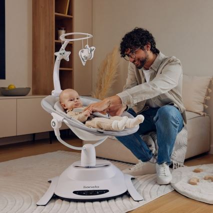Lionelo - Balancelle musicale pour bébé BELLA Gris Béton + télécommande