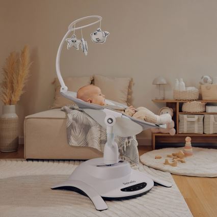 Lionelo - Balancelle musicale pour bébé BELLA Gris Béton + télécommande